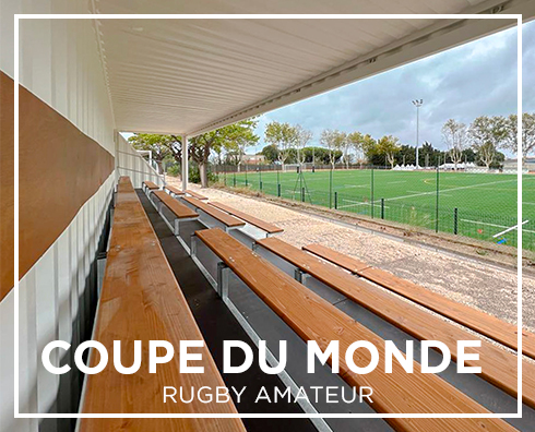 Container tribunes coupe du monde de rugby amateur