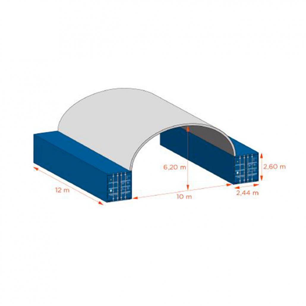 Abri de stockage en container en 10x12 mètres