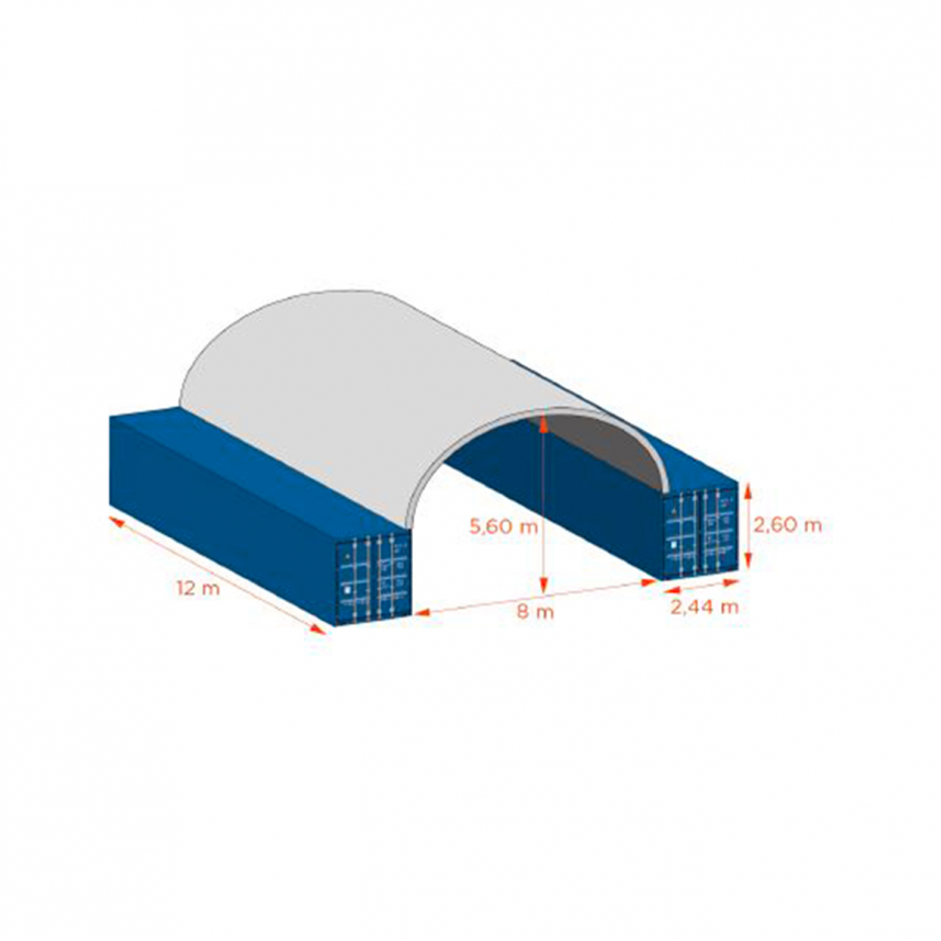 Abri de stockage en container en 8x12 mètres