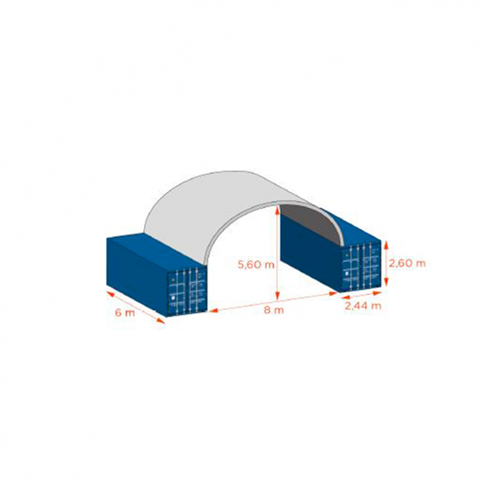 Abri de stockage en container en 8x6 mètres